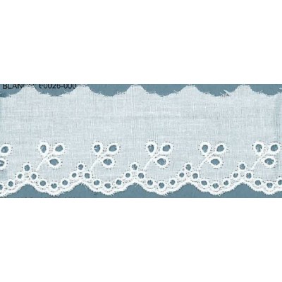 60026-000 BORDADO BATISTA DACIA POLIESTER 60%-ALGODON 40% BLANCO Venta en piezas de 13.80 M