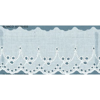 60029-000 BORDADO BATISTA DACIA POLIESTER 60%-ALGODON 40% BLANCO Venta en piezas de 13.80 M