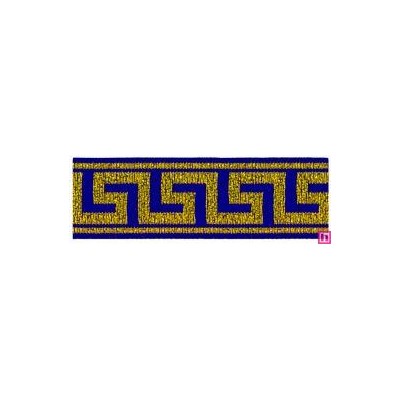 655368-0019 CINTA JACQUARD ZITA 25 MM. POLIESTER 100% AZUL/DORADO Venta en piezas de 7.00 M