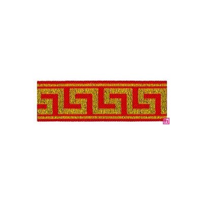 655368-0060 CINTA JACQUARD ZITA 25 MM. POLIESTER 100% ROJO/DORADO Venta en piezas de 7.00 M