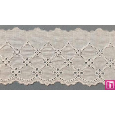 66532 TIRA BORDADA BATISTA ANGELA 60 MM. ALGODON 100% BLANCO Venta en piezas de 13.70 M