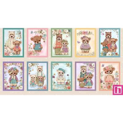 66971 PATCH. AMERICANO BEAR FAMILY PORTRAITS (13) 110 CM. ALGODON 100% PANEL 60X110 MULTI Venta en piezas de 7.00 M