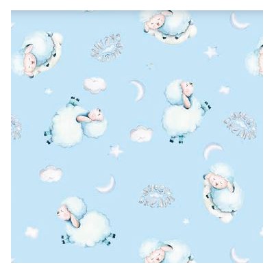 67962 PIQUE ESTAMPADO ERATO (03) 1.50 M. 140 GR/M2. ALGODON 100% CELESTE Venta en piezas de 6.00 M