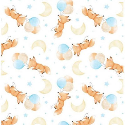 67964 PIQUE ESTAMPADO CALLIOPE (02) 1.50 M. 140 GR/M2. ALGODON 100% BLANCO/CELESTE Venta en piezas de 6.00 M