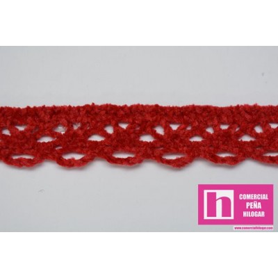 58453 STELLA REMATE BOLILLO VELVET 15 MM. POL 100% ROJO VENTA EN PIEZAS DE 15 M APROX