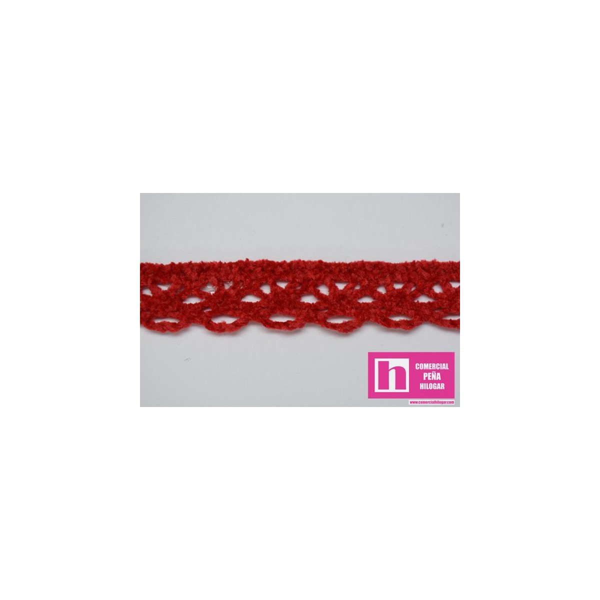 58453 STELLA REMATE BOLILLO VELVET 15 MM. POL 100% ROJO VENTA EN PIEZAS DE 15 M APROX