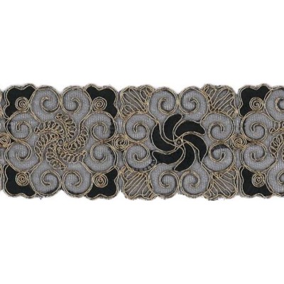 9689-8192 GALON FANTASIA CIHAN 60 MM. POLIAMIDA 60%-POL.35%-ALG.5% NEGRO/COBRE Venta en piezas de 9.10 M