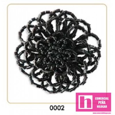 808047-0002 CIRA FLOR PASAMANERIA 5 MM ACRILICO 100% NEGRO VENTA EN BOLSAS DE 5 UDS.