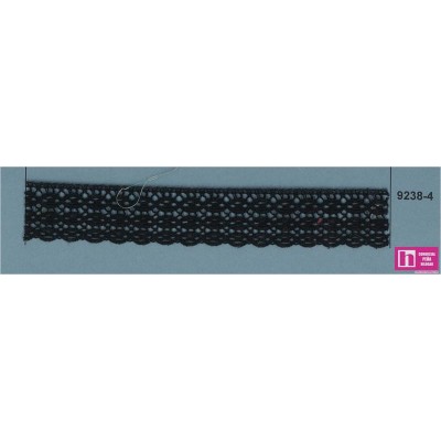 9238-4 PUNTILLA BOLILLO ORAZIO 25 MM. POL 100% NEGRO VENTA EN PIEZAS DE 25 M APROX