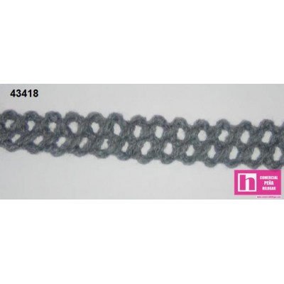43418 GALON BOLILLO CIDRA LANA ACRILICA 100% GRIS Venta en piezas de 33.00 M