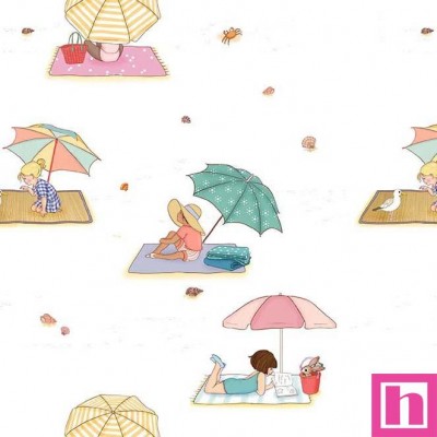 65915 PATCH.AMERICANO SUNSHINE AND SANDCASTLES (16) 110 CM. ALGODON 100% BLANCO Venta en piezas de 6.80 M