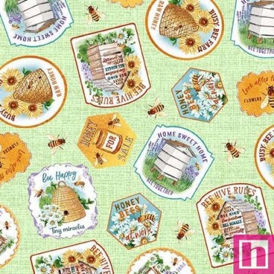 65957 PATCH.AMERICANO BEE CULTURE (16) 110 CM. ALGODON 100% VERDE Venta en piezas de 6.80 M