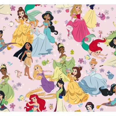 67241 TEJIDO ESTAMPADO PRINCESAS DISNEY (00) 1.40 M. 130 GR/M2 ALGODON 100% ROSA/MULTI Venta en piezas de 6.00 M