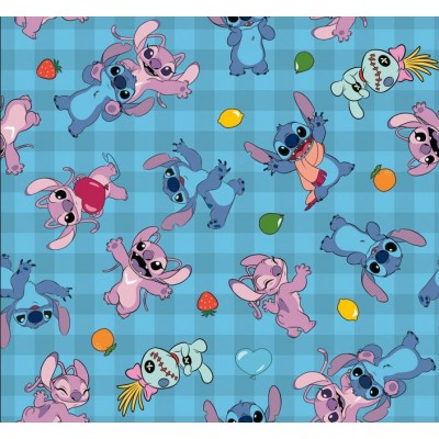 67906 TEJIDO ESTAMPADO STITCH (00) 1.40 M. 130 GR/M2 ALGODON 100% AZUL Venta en piezas de 6.00 M