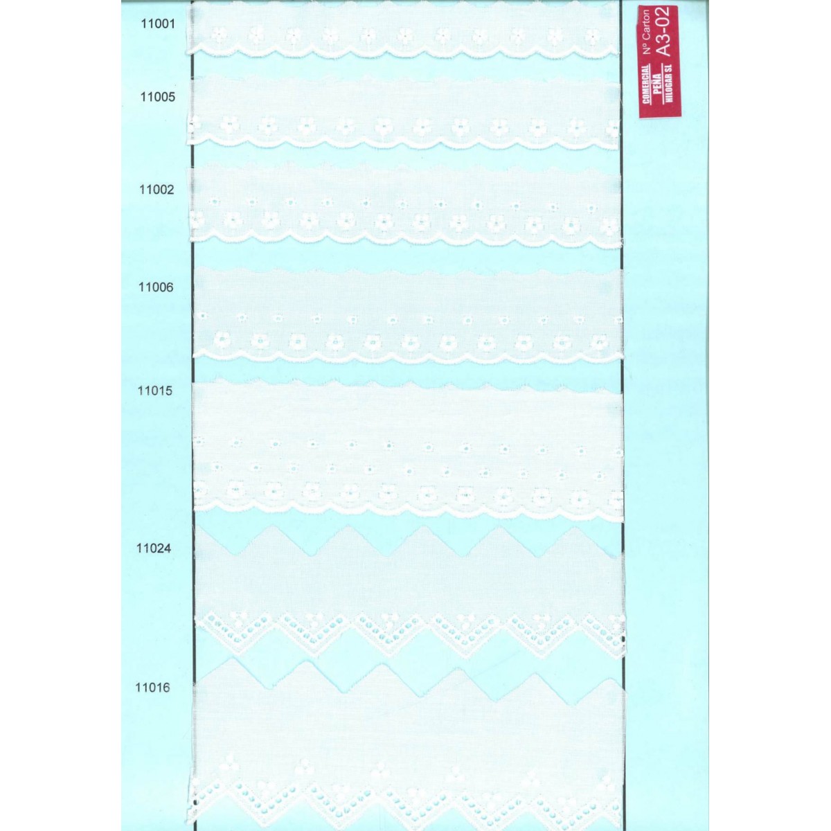 11015-000 BORDADO BATISTA POL 60%-ALG 40% BLANCO VENTA EN PZAS. DE 13,8 M APROX.