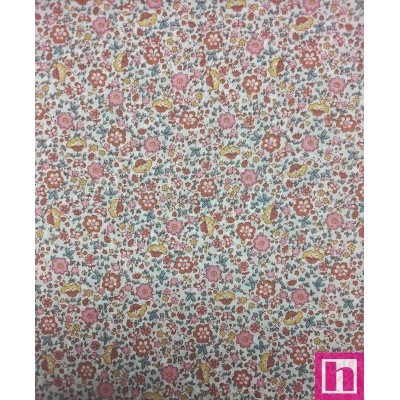 67317 VIENA ESTAMPADA MARISOL (02) 145 CM. 120 GR/M2. ALGODON ORGANICO 100% BLANCO/ROSA Venta en piezas de 7.00 M