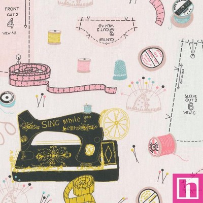 66686 LONETA HALP PANAMA ESTAMPADA PUNTADAS (01) 1.40 M.-205 GR/M2- ALG. 80%-POL. 20% MARFIL/MULTI Venta en piezas de 7.00 M