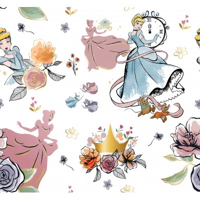 67661 TEJIDO ESTAMPADO CENICIENTA (00) 1.40 M. 130 GR/M2 ALGODON 100% BLANCO Venta en piezas de 6.00 M