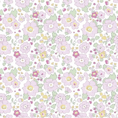 67897 TEJIDO ESTAMPADO LIBERTY AILANA (01) 1.40 M. 110 GR/M2. ALGODON 100% BLANCO/ROSA Venta en piezas de 10.00 M