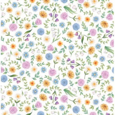 67924 PERCALE ESTAMPADO LEANNE (01) 1.50 M. 115 GR/M2. ALGODON 100% BLANCO Venta en piezas de 10.00 M