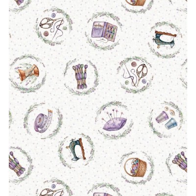 67938 PERCALE ESTAMPADO LILLIE (01) 1.50 M. 115 GR/M2. ALGODON 100% BLANCO Venta en piezas de 10.00 M