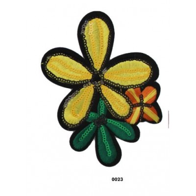 120700-0023 APLICACION TERMOADHESIVA FLOR MEXICANA 70 X 140 MM POLIESTER 100% MULTI Venta en piezas de 5.00 U