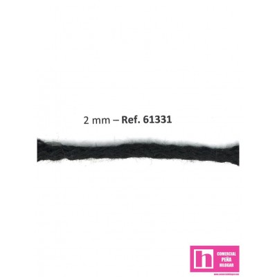 61331 CORDON HERNAN 2 MM. POL 100% NEGRO VENTA EN PZAS. DE 100 M APRO