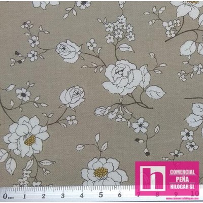 57754 LUZ VIYELA ESTAMPADA (04) 1.50 M. ALGODON ORGANICO  100% BEIG Venta en piezas de 7.00 M