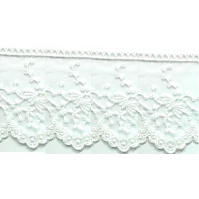 725343-01 PUNTILLA TUL BORDADO KATARA 100 MM.ALGODON 50%-POLIAMIDA 50% BLANCO Venta en piezas de 18.20 M
