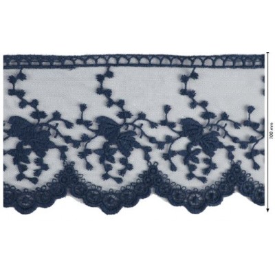 725343-02 PUNTILLA TUL BORDADO KATARA 100 MM.ALGODON 50%-POLIAMIDA 50% NEGRO Venta en piezas de 18.20 M