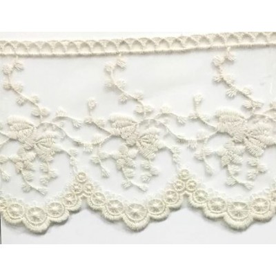 725343-03 PUNTILLA TUL BORDADO KATARA 100 MM.ALGODON 50%-POLIAMIDA 50% BEIG Venta en piezas de 18.20 M