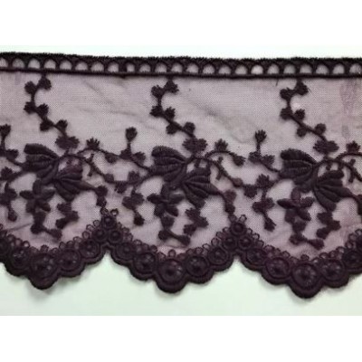 725343-70 PUNTILLA TUL BORDADO KATARA 100 MM.ALGODON 50%-POLIAMIDA 50% MORA Venta en piezas de 18.20 M