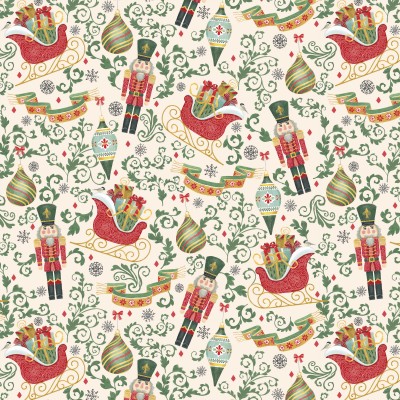 P121-TTSE6172E PATCH. AMERICANO TIS THE SEASON (01) 110 CM. ALGODON 100% CREMA/MULTI Venta en piezas de 7.00 M