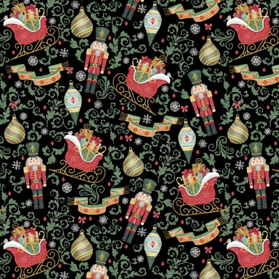 P121-TTSE6172K PATCH. AMERICANO TIS THE SEASON (05) 110 CM. ALGODON 100% NEGRO/MULTI Venta en piezas de 7.00 M