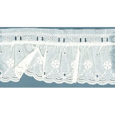 35940/36-000 BORDADO FRUNCIDO BATISTA QUISOL POLIESTER 60%-ALGODON 40% BLANCO Venta en piezas de 11.00 M