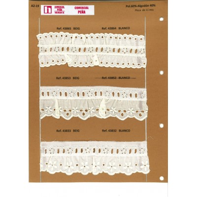 43865 FRUNCIDO CHORRERA BATISTA POLIESTER 60%-ALGODÓN 40% BEIG Venta en piezas de 11.00 M