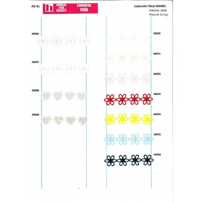 48094 MANEL FLOR RASO 13 MM POLIESTER 100% AMARILLO-020 Venta en piezas de 15.00 M