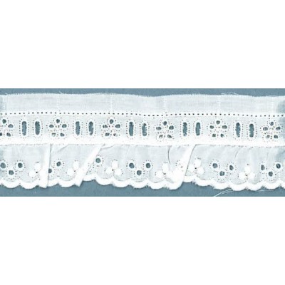 48174 TIRA FRUNCIDA BATISTA GABY POLIESTER 60%-ALGODON 40% BLANCO-001 Venta en piezas de 11.00 M