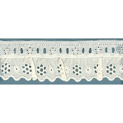 48176 TIRA FRUNCIDA BATISTA ADRIELA POLIESTER 60%-ALGODON 40% BLANCO Venta en piezas de 11.00 M