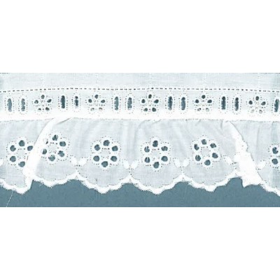 48178 TIRA FRUNCIDA BATISTA GEIDI POLIESTER 60%-ALGODON 40% BLANCO-001 Venta en piezas de 11.00 M