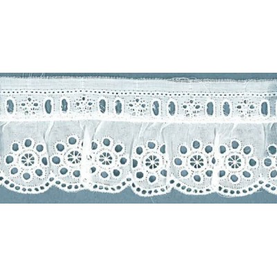 48180 TIRA FRUNCIDA BATISTA GABY POLIESTER 60%-ALGODON 40% BLANCO-001 Venta en piezas de 11.00 M