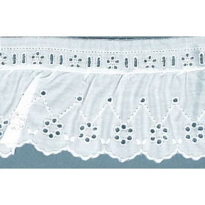 48182 TIRA FRUNCIDA BATISTA GEIDI POLIESTER 60%-ALGODON 40% BLANCO-001 Venta en piezas de 11.00 M