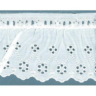 48184 TIRA FRUNCIDA BATISTA GEIDI POLIESTER 60%-ALGODON 40% BLANCO-001 Venta en piezas de 11.00 M