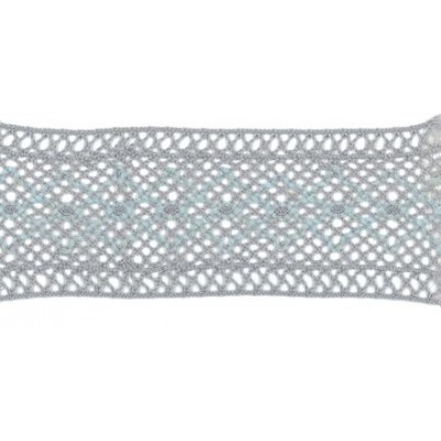 54030 ANDREU ENTREDOS BOLILLO 55 MM. POLIESTER 50%-LINO 50% GRIS/CELESTE Venta en piezas de 15.00 M