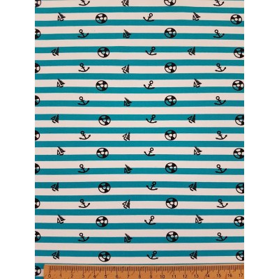 60450 LICRA BAÑO MARINERO (01) 1.50 M. POLIAMIDA 82%-EA.18% BLANCO/AZUL Venta en piezas de 1.00 C