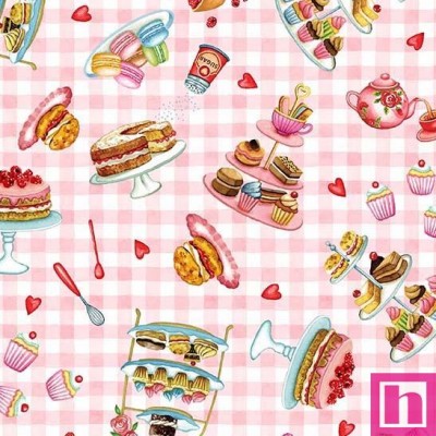 65926 PATCH.AMERICANO BAKED WITH LOVE (06) 110 CM. ALGODON 100% ROSA Venta en piezas de 6.80 M