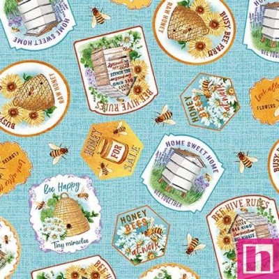 65956 PATCH.AMERICANO BEE CULTURE (15) 110 CM. ALGODON 100% AZUL Venta en piezas de 6.80 M