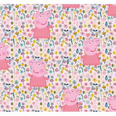 67668 TEJIDO ESTAMPADO PEPPA PIG (00) 1.40 M. 130 GR/M2 ALGODON 100% ROSA Venta en piezas de 6.00 M