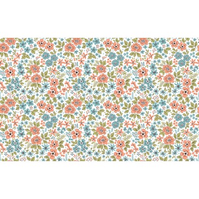 67901 TEJIDO ESTAMPADO LIBERTY ONNI (01) 1.40 M. 110 GR/M2. ALGODON 100% NATURAL/CORAL Venta en piezas de 10.00 M