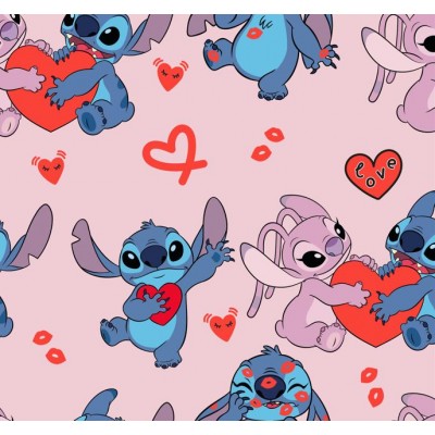 67905 TEJIDO ESTAMPADO STITCH (00) 1.40 M. 130 GR/M2 ALGODON 100% ROSA Venta en piezas de 6.00 M